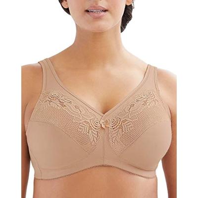 Glamorise Women's Plus Size Full Figure MagicLift Wirefree Minimizer Support Bra #1003, Café, 40DD