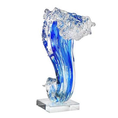 Dale Tiffany Pacific Wave Handcrafted Art Glass Sculpture Blue